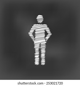 white chalk boy icon on black board background(vector)