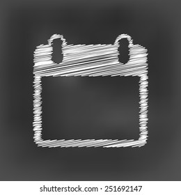 white chalk calender icon on black board background(vector)