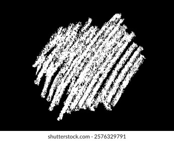 White chalk crayon texture stroke grunge sketch hand drawn rough diagonal line pattern background black. Abstract art artistic design element with scribble mark smudge scratch hatching effect. Isolated