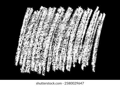 White chalk crayon texture stroke grunge sketch hand drawn rough diagonal line pattern background black. Abstract art artistic design element with scribble mark smudge scratch hatching effect. Isolated