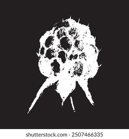 White chalk drawing of Raspberry on black background. Raspberries sign illustration in vector with natural chalk texture. Monochrome Blackberry icon, berry sketch, and Mulberry doodle design.