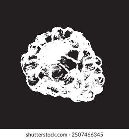 Dibujo de tiza blanca de frambuesa sobre fondo negro. Ilustración de signo de frambuesas en Vector con textura de tiza natural. Icono de Blackberry monocromo, boceto de bayas y diseño de doodle de Mulberry.