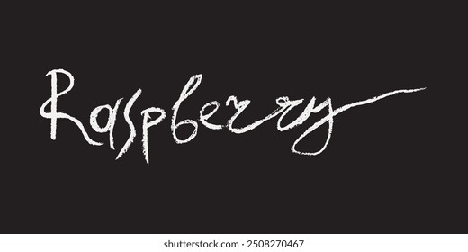 Dibujo de tiza blanca de frambuesa sobre fondo negro. Ilustración de signo de frambuesas en Vector con textura de tiza natural. Icono de Blackberry monocromo, boceto de bayas y diseño de doodle de Mulberry.
