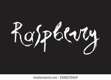 Dibujo de tiza blanca de frambuesa sobre fondo negro. Ilustración de signo de frambuesas en Vector con textura de tiza natural. Icono de Blackberry monocromo, boceto de bayas y diseño de doodle de Mulberry.