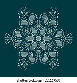 white chalk drawn rosette on dark background