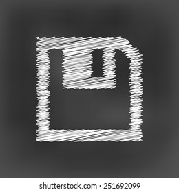 white chalk floppy disk icon on black board background(vector)