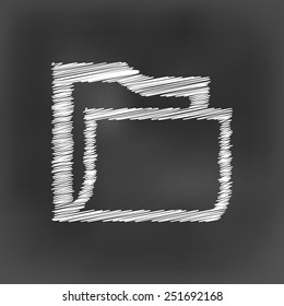 white chalk folder icon on black board background(vector)