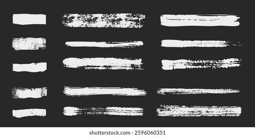 White chalk hand drawn ink gouache paint chalk crayon marker  doodle sketch set collection isolated on white background.