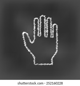 white chalk hand icon on black board background(vector)