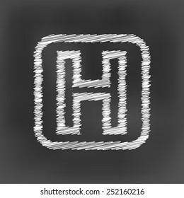 white chalk hospital icon on black board background(vector)