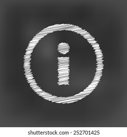 white chalk info icon on black board background(vector)