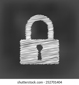 white chalk locker icon on black board background(vector)