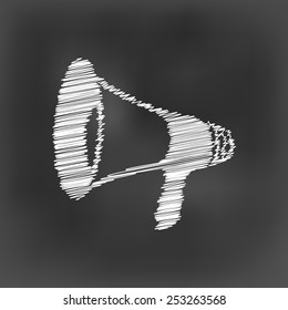white chalk megaphone icon on black board background(vector)