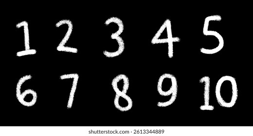 White chalk numbers set for kids in board illustration