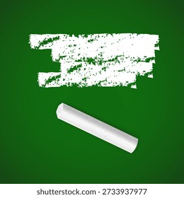 White chalk piece and a chalk stroke on a dark green chalkboard background. Clean and minimalist educational mockup, perfect for school back-to-school designs, restaurant menu boards, teacher's day greetings, and creative instructional graphics