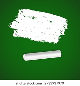 White chalk piece and a chalk stroke on a dark green chalkboard background. Clean and minimalist educational mockup, perfect for school back-to-school designs, restaurant menu boards, teacher's day greetings, and creative instructional graphics