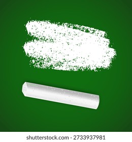 White chalk piece and a chalk stroke on a dark green chalkboard background. Clean and minimalist educational mockup, perfect for school back-to-school designs, restaurant menu boards, teacher's day greetings, and creative instructional graphics
