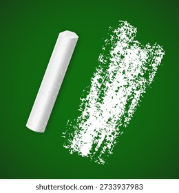 White chalk piece and a chalk stroke on a dark green chalkboard background. Clean and minimalist educational mockup, perfect for school back-to-school designs, restaurant menu boards, teacher's day greetings, and creative instructional graphics
