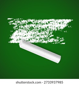 White chalk piece and a chalk stroke on a dark green chalkboard background. Clean and minimalist educational mockup, perfect for school back-to-school designs, restaurant menu boards, teacher's day greetings, and creative instructional graphics