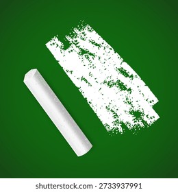 White chalk piece and a chalk stroke on a dark green chalkboard background. Clean and minimalist educational mockup, perfect for school back-to-school designs, restaurant menu boards, teacher's day greetings, and creative instructional graphics