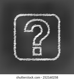 white chalk question mark icon on black board background(vector)
