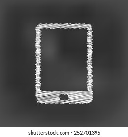 white chalk smart phone icon on black board background(vector)