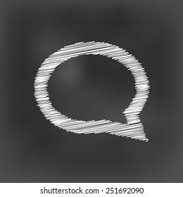 white chalk speech bubble icon on black board background(vector)