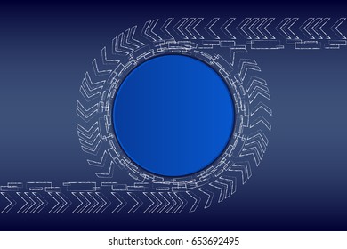 White Chalk Technology Circle Arrow on Blue Background Vector Illustration