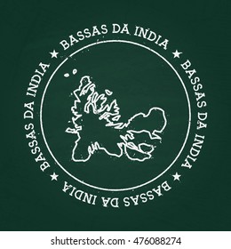 White chalk texture rubber seal with French Southern Territories map on a green blackboard. Grunge rubber seal with country outlines, vector illustration.