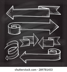 White chalk vector sketches of twisted arrows
