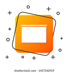 White Chalkboard icon isolated on white background. School Blackboard sign. Orange square button. Vector Illustration