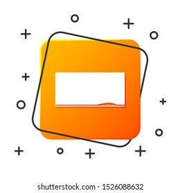 White Chalkboard icon isolated on white background. School Blackboard sign. Orange square button. Vector Illustration