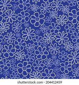 white chamomile flowers seamless pattern