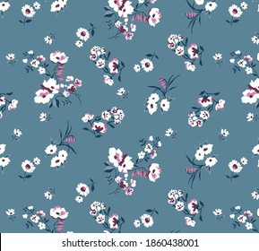 white chamomile pattern botanical print for textile pattern