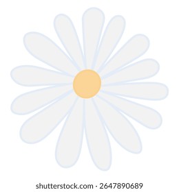 Camomila branca. Flor selvagem com pétalas em torno do núcleo. Ilustração do vetor de cores. Isolado no fundo branco. Estilo plano. Ideia para web design.