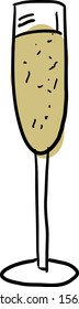 White champagne, illustration, vector on white background.