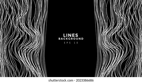 White chaotic lines background. Hand drawn lines. Tangled chaotic pattern. Vector illustration.