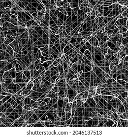 White chaotic lines background. Hand drawn lines. Tangled chaotic pattern. Vector illustration.