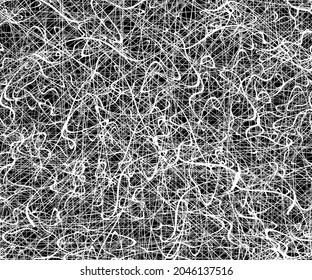 White chaotic lines background. Hand drawn lines. Tangled chaotic pattern. Vector illustration.