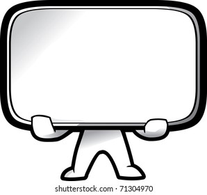 White character with Blank Board vector illustration