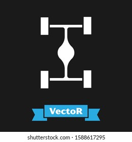 White Chassis car icon isolated on black background.  Vector Illustration