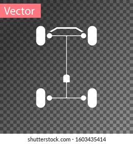 White Chassis car icon isolated on transparent background.  Vector Illustration