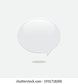 White Chat Bubble Icon Design In Glossy Style. Vector Illustration.