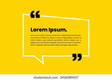 White chat bubble style quote template with lines concept on yellow background. Vector Illustration