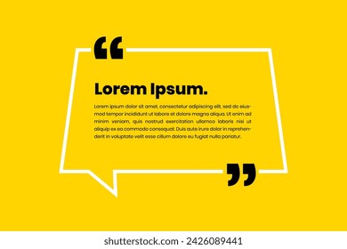White chat bubble style quote template with lines concept on yellow background. Vector Illustration
