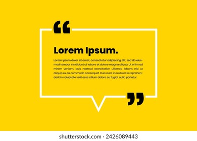 White chat bubble style quote template with lines concept on yellow background. Vector Illustration
