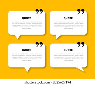 White chat bubble style quotes templates set. Vector Illustration
