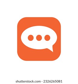 White chat flat icon isolated on orange background.