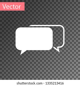 White Chat icon isolated on transparent background. Speech bubbles symbol. Vector Illustration