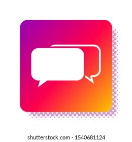 White Chat icon isolated on white background. Speech bubbles symbol. Square color button. Vector Illustration